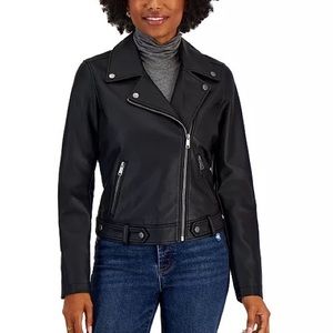 Coffee Shop NY Faux-Leather Moto Jacket